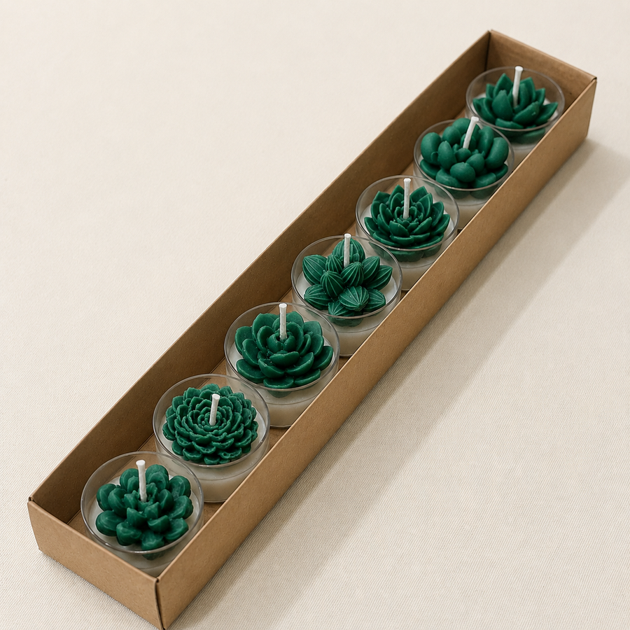 GREEN SUCCULENT TEALIGHT CANDLE
