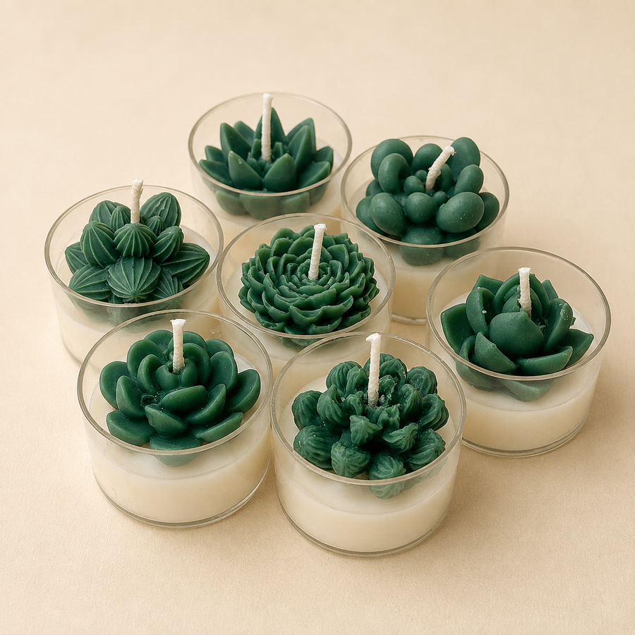 GREEN SUCCULENT TEALIGHT CANDLE