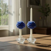 PEONY TAPER CANDLE - BLUE