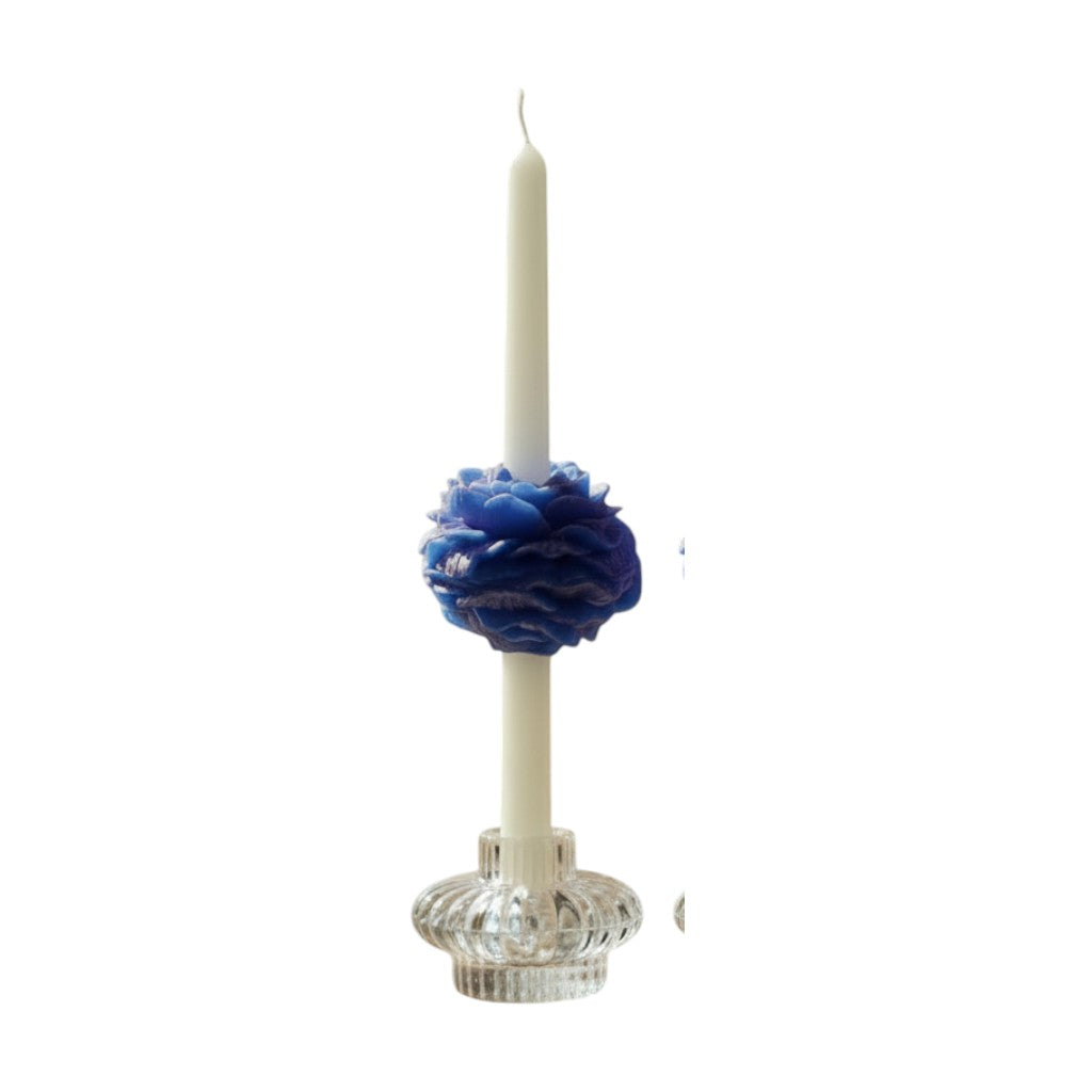 PEONY TAPER CANDLE - BLUE