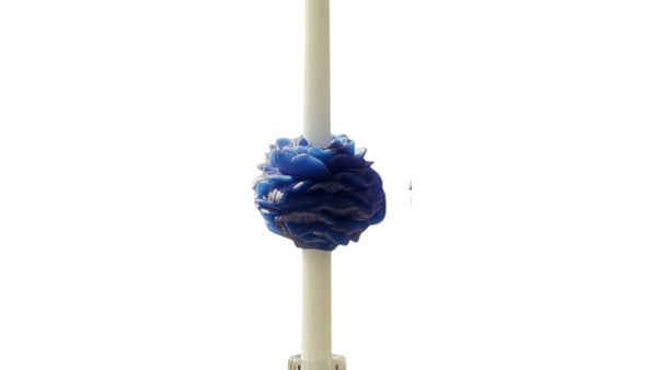 PEONY TAPER CANDLE - BLUE