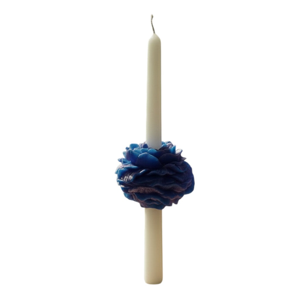 PEONY TAPER CANDLE - BLUE