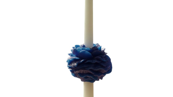 PEONY TAPER CANDLE - BLUE