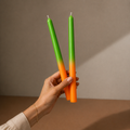 CLASSIC TAPER SOY WAX CANDLE - GREEN/ORANGE - SET OF 2