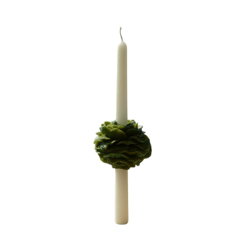 PEONY TAPER CANDLE - GREEN
