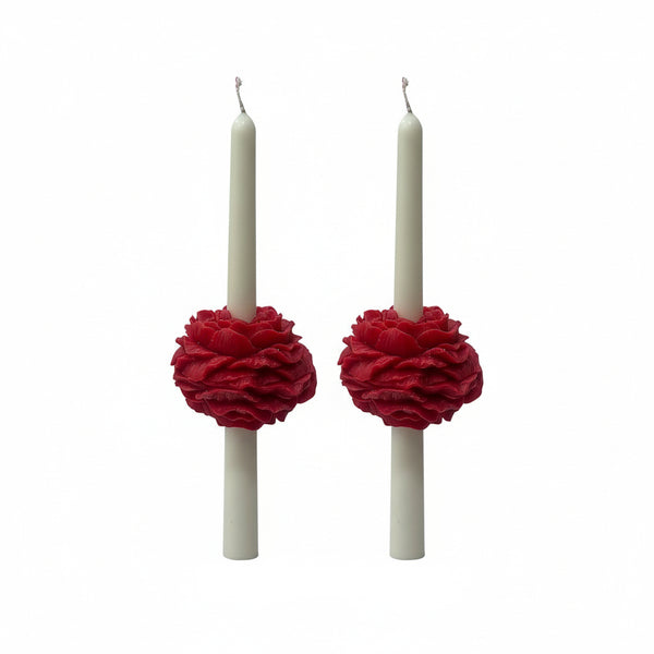 PEONY TAPER CANDLE - RED