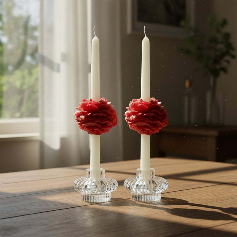 PEONY TAPER CANDLE - RED