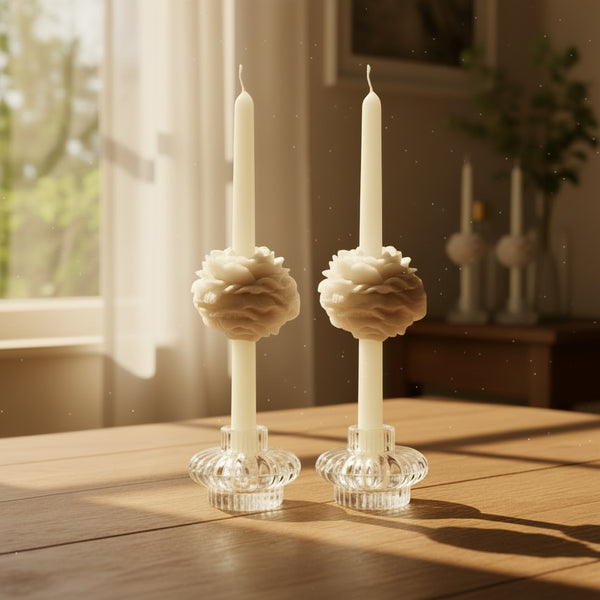 PEONY TAPER CANDLE - WHITE