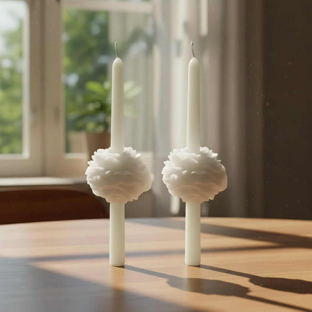 PEONY TAPER CANDLE - WHITE