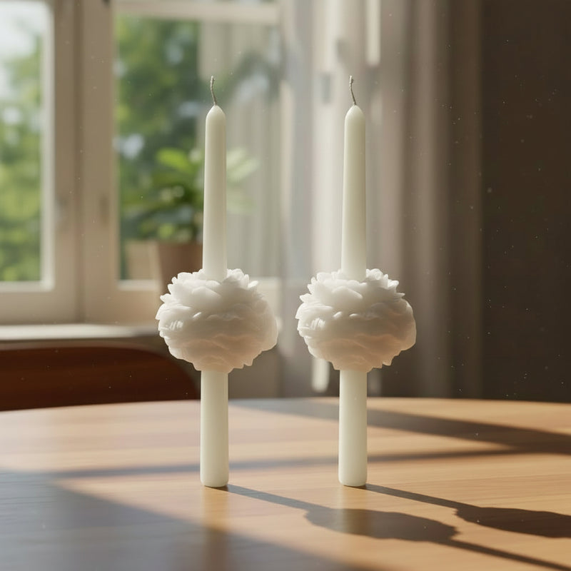PEONY TAPER CANDLE - WHITE