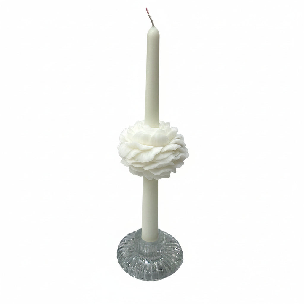 PEONY TAPER CANDLE - WHITE
