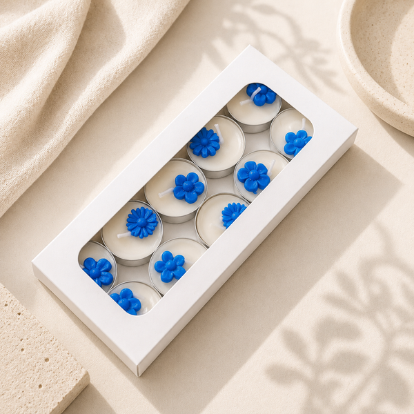 Blue Flower Tealight Candle