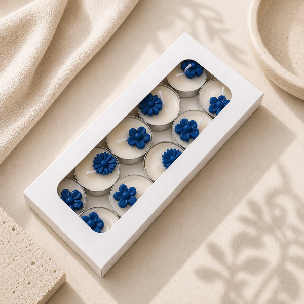 Blue Flower Tealight Candle