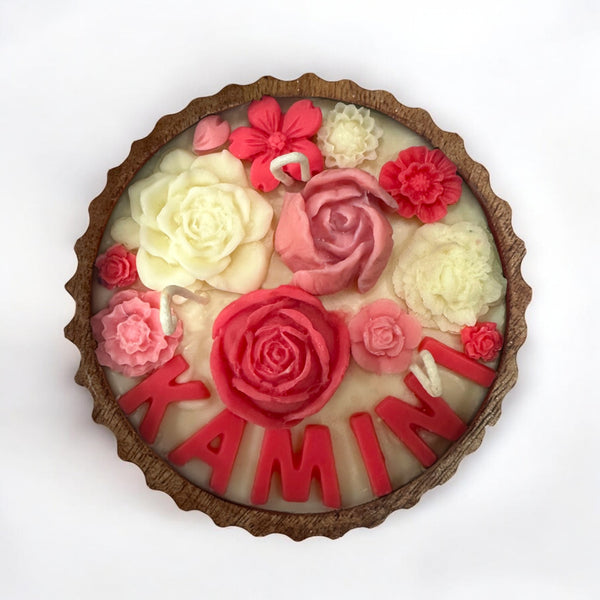 CUSTOMISED NAME VINTAGE ROOTS CANDLE - PINK COLOUR