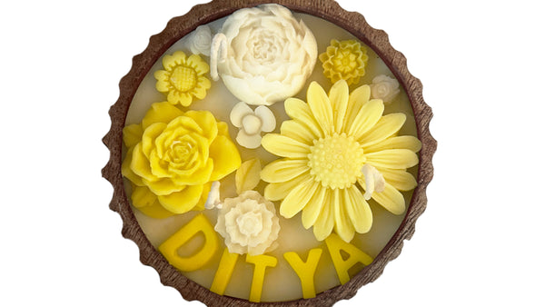 CUSTOMISED NAME VINTAGE ROOTS CANDLE - YELLOW COLOUR