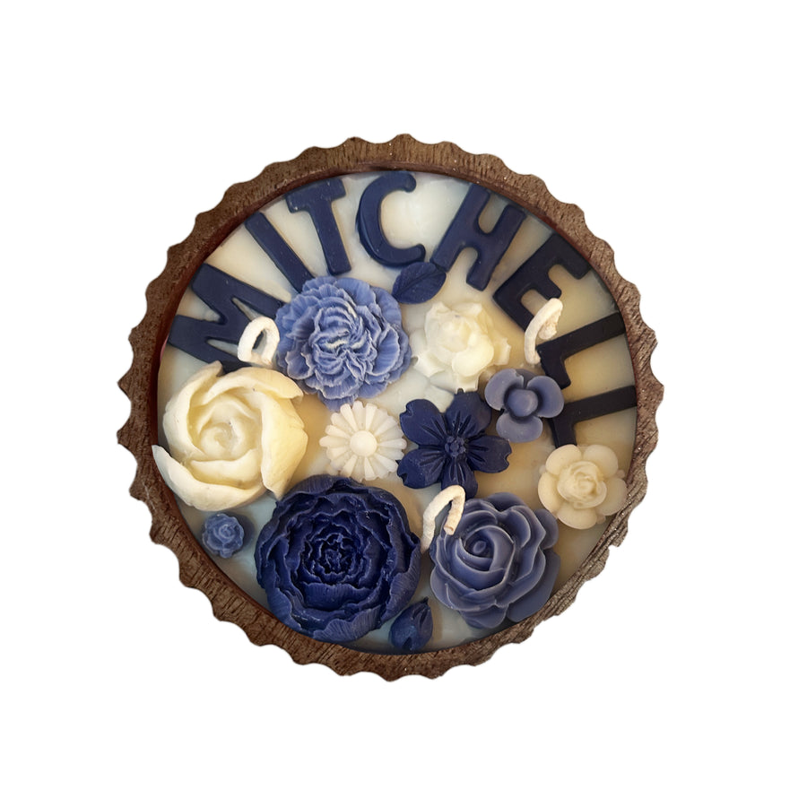 CUSTOMISED NAME VINTAGE ROOTS CANDLE - LAVENDER COLOUR