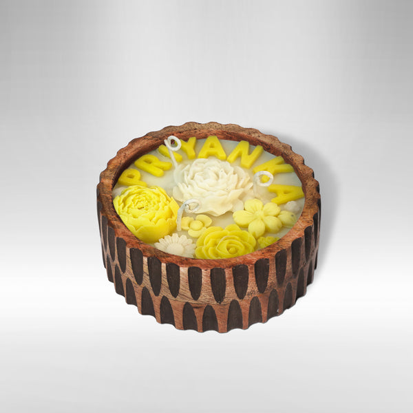 CUSTOMISED NAME VINTAGE ROOTS CANDLE - YELLOW COLOUR