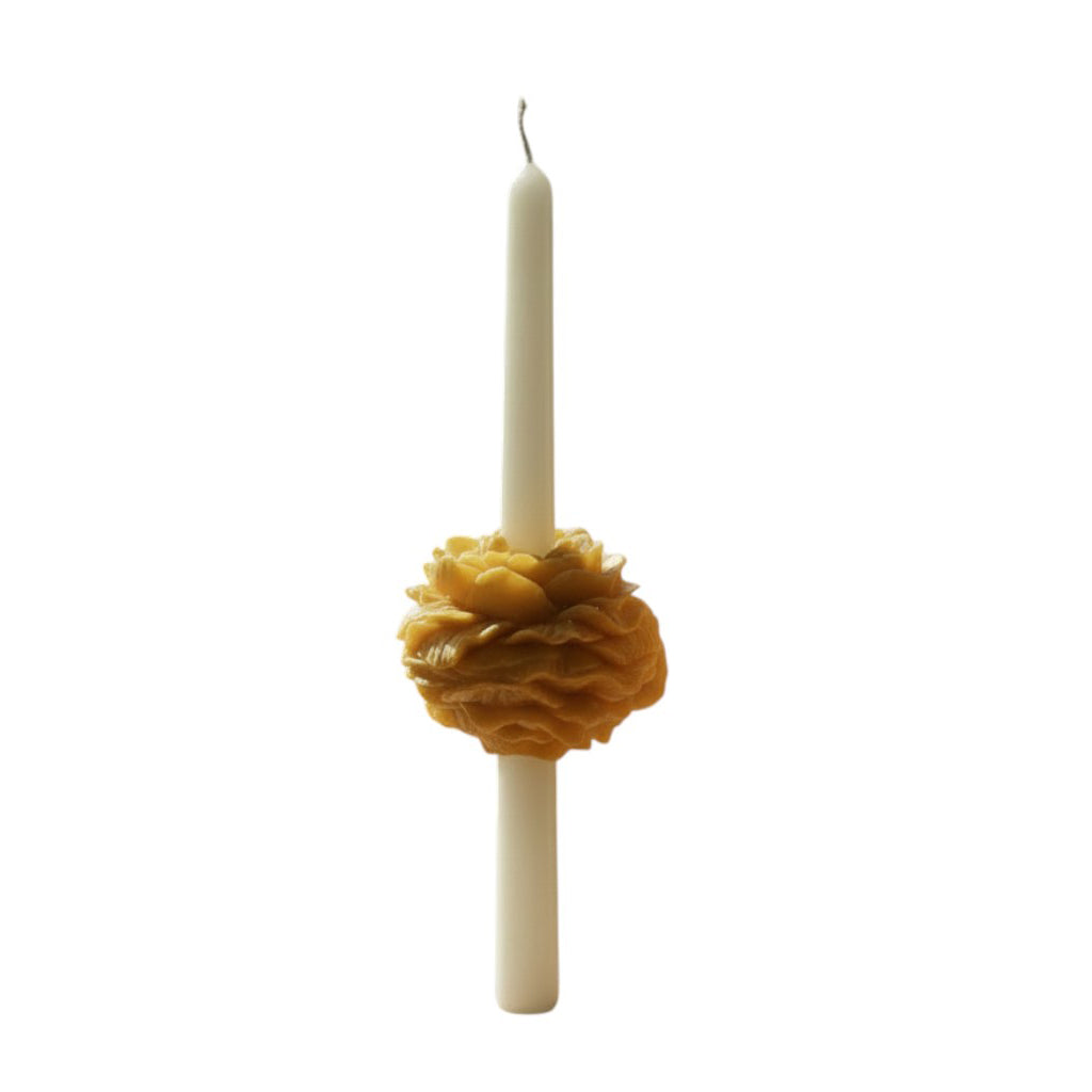 PEONY TAPER CANDLE - YELLOW